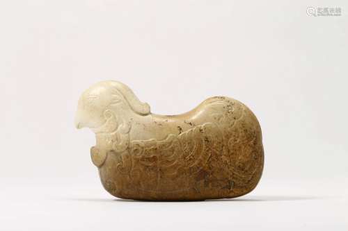 Carved Chicken Bone White Jade Bird Ornament