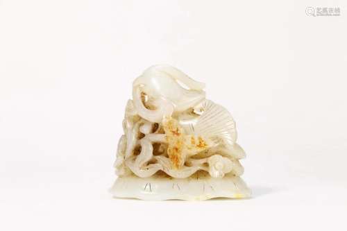 Carved White and Russet Jade Finial