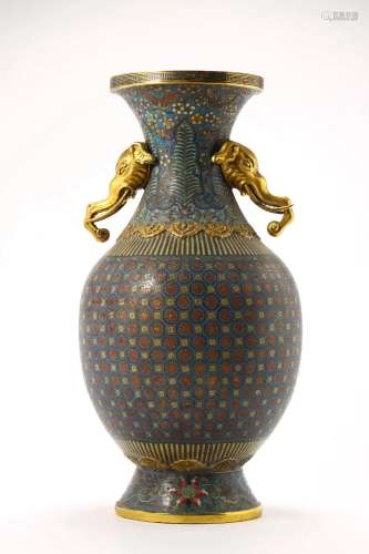 Cloisonne Enamel Elephant-Eared Vase