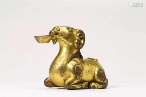 Gilt Bronze Recumbent Ram