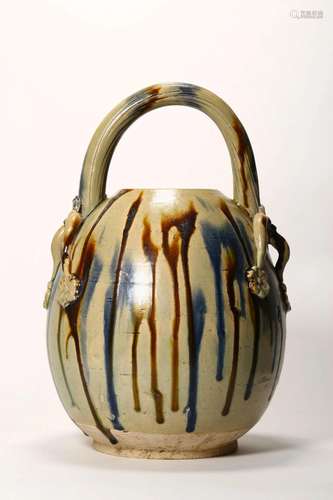 Sancai Glaze Loop-Handle Vessel