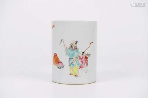 Famille Rose Figure Brush Pot