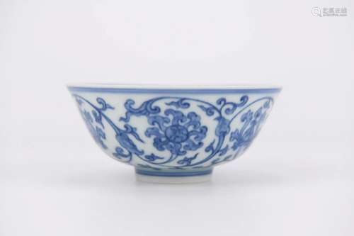 Blue and White Interlocking Lotus Bowl