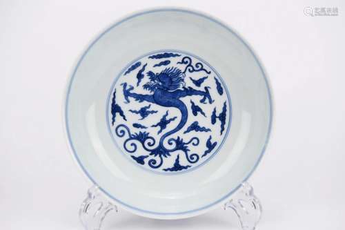 Blue and White Dragon Plate