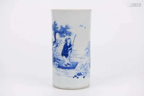 Blue and White Figure Brush Pot