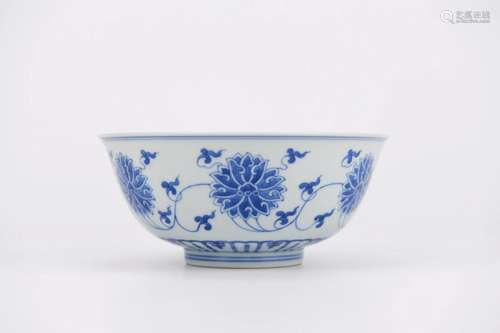 Blue and White Interlocking Lotus Bowl