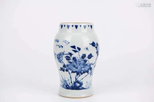 Blue and White Flower and Bird Jar