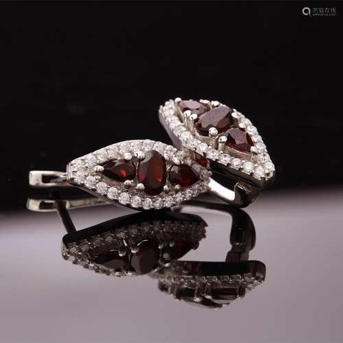 Sterling Silver Garnet & Zircon Latchback Earrings