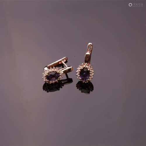 Rosegold Over Silver Iolite Latchback Earrings