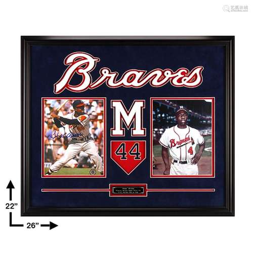 Hank Aaron Atlanta Braves Framed 20x16 Signed GFA