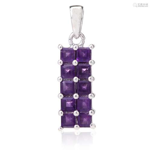 Sterling Silver African Amethyst Linear Pendant