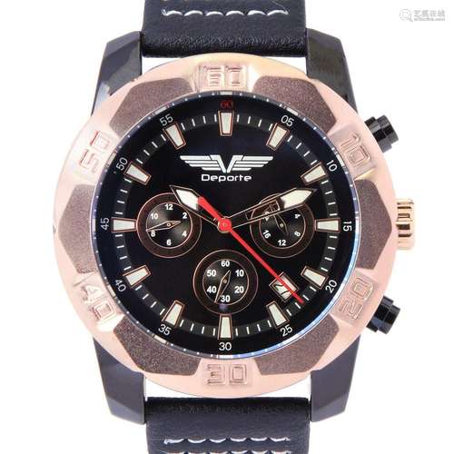 Deporte D-T Rose Gold On Black Men's Sport Watch