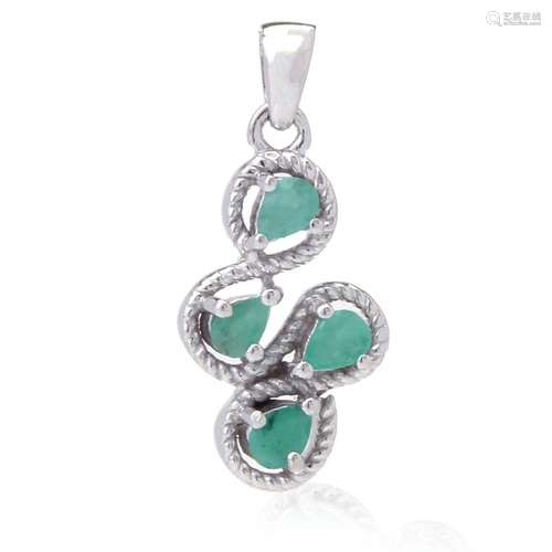 Sterling Silver Emerald Swirl Pendant