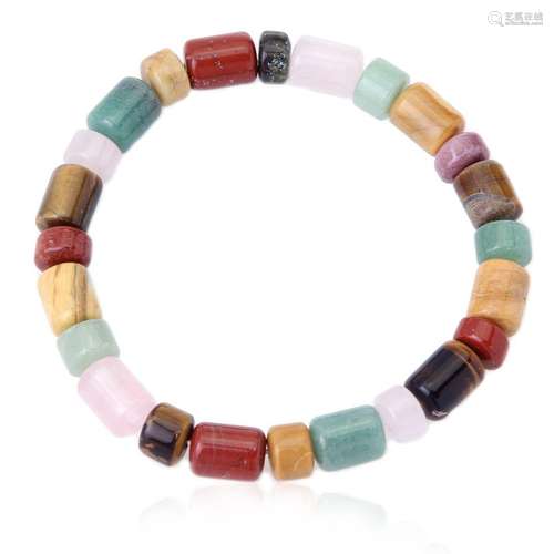 6.75 inch Genuine Multi Stone Stretch Bracelet