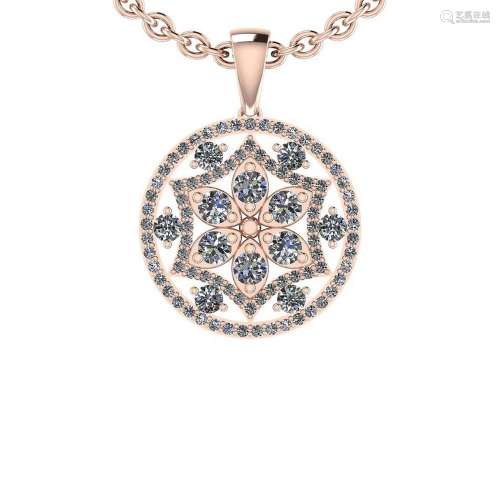 Certified 1.76 Ctw SI2/I1 Diamond 14K Rose Gold Necklac