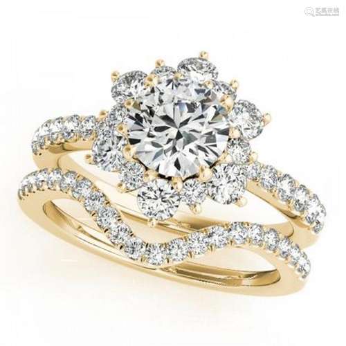 Certified 1.25 Ctw SI2/I1 Diamond 14K Yellow Gold Weddi