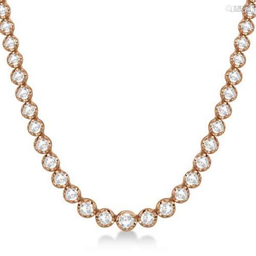 Eternity Diamond Tennis Necklace 14k Rose Gold (10.35ct