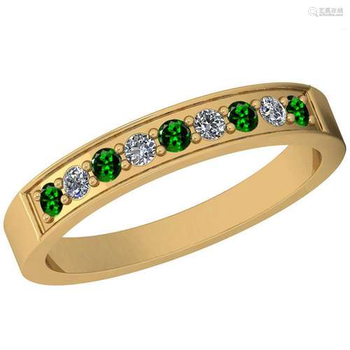 Certified 0.25 Ctw VS/SI1 Tsavorite And Diamond 14k Yel