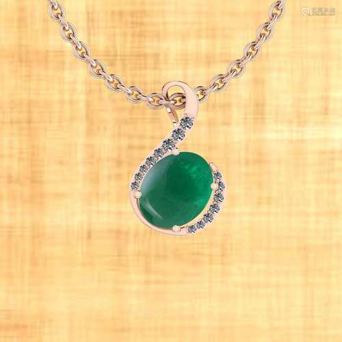 Certified 6.03 Ctw Emerald And Diamond I1/I2 14K Rose G