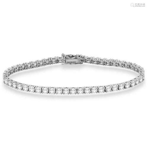 Eternity Diamond Tennis Bracelet 14k White Gold 4.13ctw