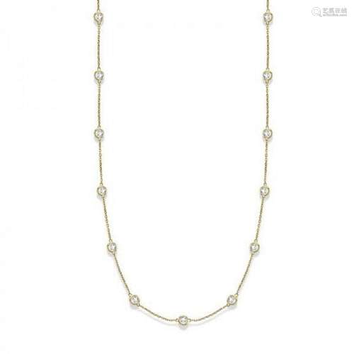 36 inch Station Station Necklace 14k Yellow Gold 4.00ct