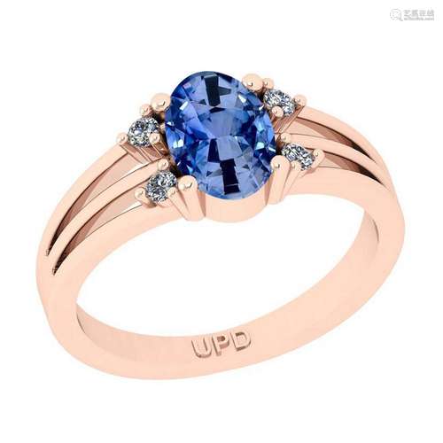 1.35 Ctw I2/I3 sapphire And Diamond 14K Rose Gold Promi