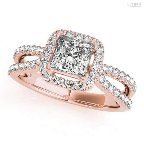 Certified 1.55 Ctw SI2/I1 Diamond 14K Rose Gold Engagem