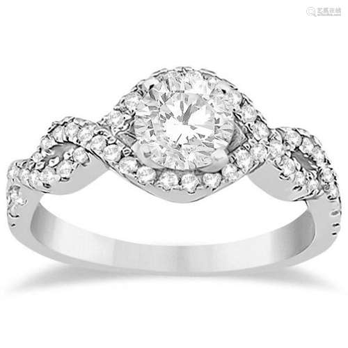 Diamond Halo Infinity Engagement Ring In 14K White Gold