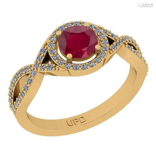 0.91 Ctw SI2/I1Ruby And Diamond 14K Yellow Gold Infinit