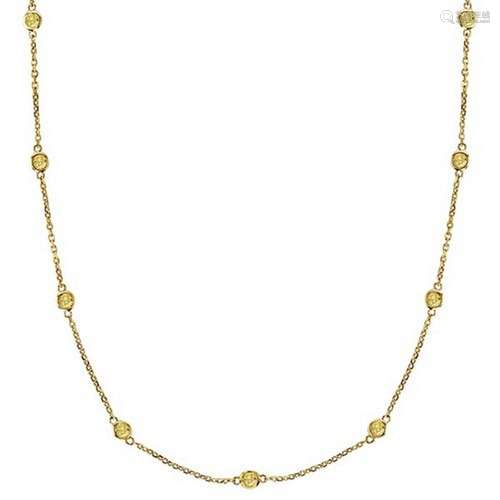 Fancy Yellow Canary Station Necklace 14k Gold (1.00ct)