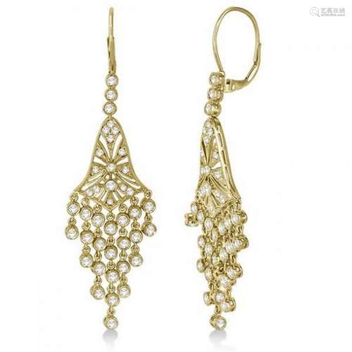 Bezel-Set Dangling Chandelier Diamond Earrings 14K Yell