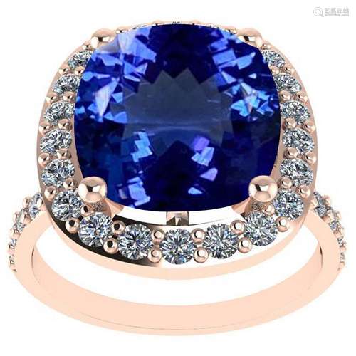 Certified 5.54 Ctw SI2/I1 Tanzanite And Diamond 14k Ros