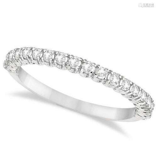 Half-Eternity Pave-Set Thin Diamond Stacking Ring 14k W