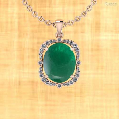 Certified 6.77 Ctw Emerald And Diamond I1/I2 14K Rose G