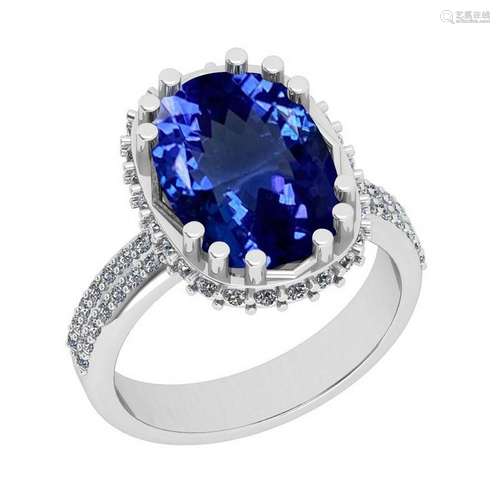 Certified 6.81 Ctw VS/SI1 Tanzanite And Diamond 14k Whi