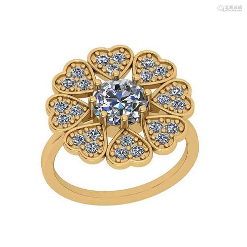 Certified 1.10 Ctw I2/I3 Diamond 10K Yellow Gold Flower