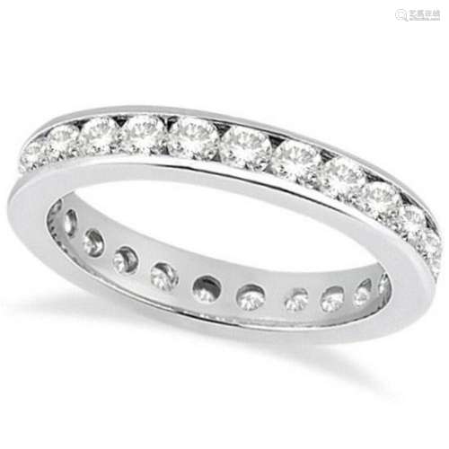 Channel Set Diamond Eternity Ring Band 14k White Gold 1