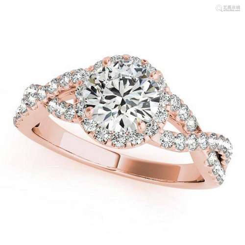 Diamond Infinity Twisted Halo Engagement Ring 14k Rose