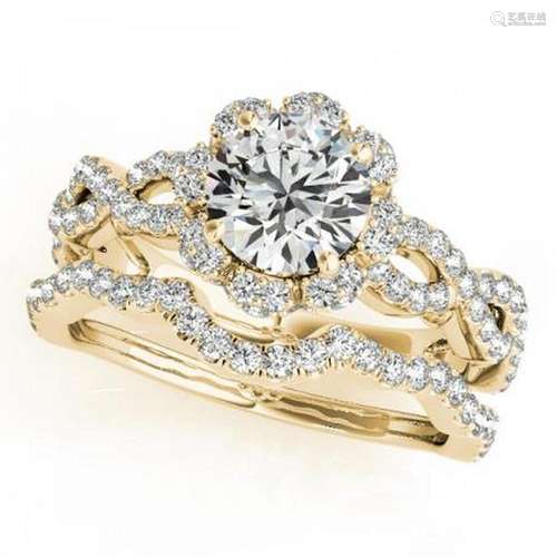 Certified 0.85 Ctw SI2/I1 Diamond 14K Yellow Gold Brida