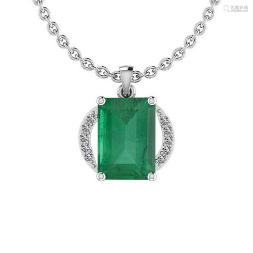 Certified 2.46 Ctw Emerald and Diamond I2/I3 14K White