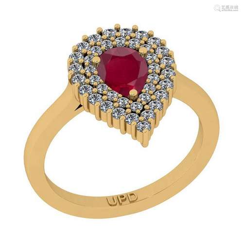 1.22 Ctw SI2/I1Ruby And Diamond 14K Yellow Gold Anniver