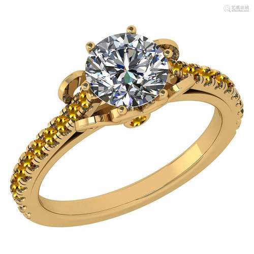 Certified 1.33 Ctw I2/I3 Yellow Sapphire And Diamond 14