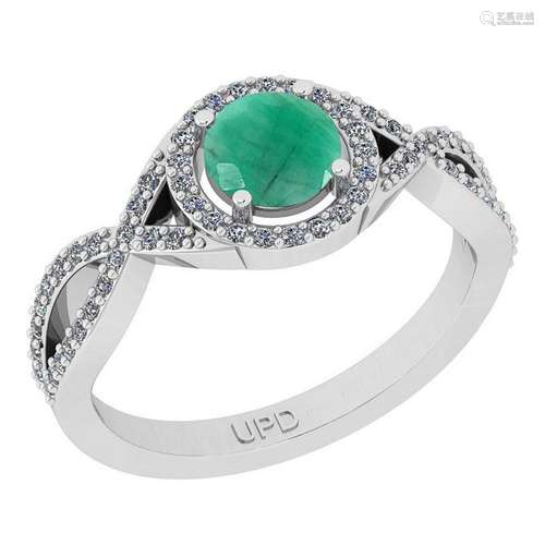 0.91 Ctw SI2/I1 Emerald And Diamond 14K White Gold Infi