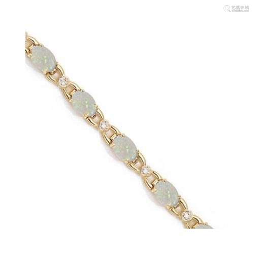 Diamond and Opal Bracelet 14k Yellow Gold 10.26 ctw