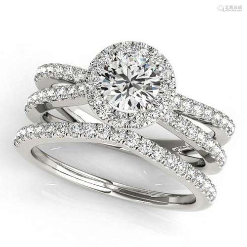 Diamond Frame Split Shank Ring and Band Bridal Set 14k