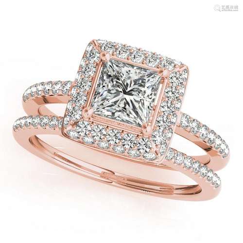 Certified 1.30 Ctw SI2/I1 Diamond 14K Rose Gold Vingate