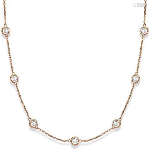 Station Bezel-Set Necklace in 14k Rose Gold (3.00ct)