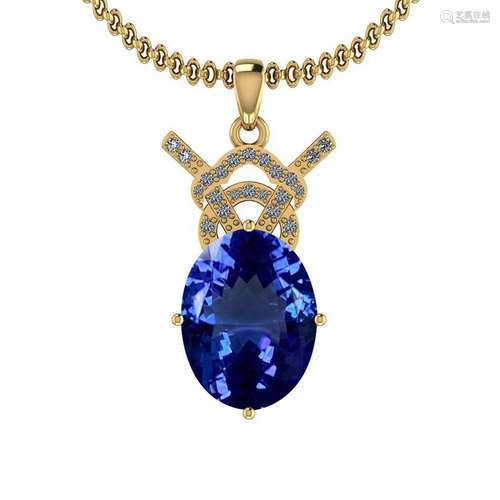 Certified 7.10 Ctw VS/SI1 Tanzanite And Diamond 14K Yel