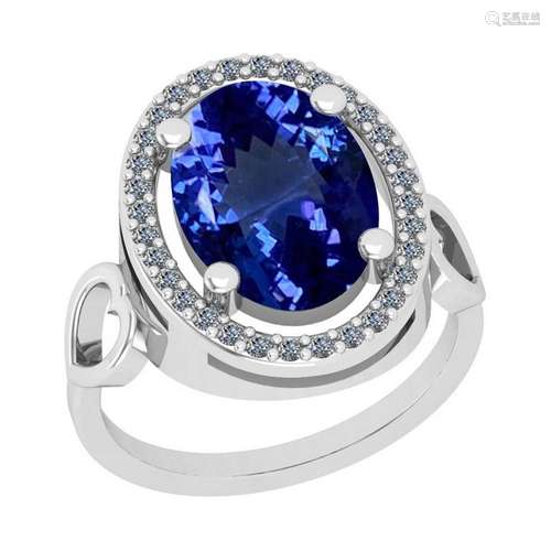 Certified 4.91 Ctw VS/SI1 Tanzanite And Diamond 14K Whi