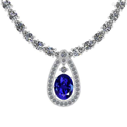 Certified 22.01 Ct Tanzanite And Diamond I1/I2 Platinum